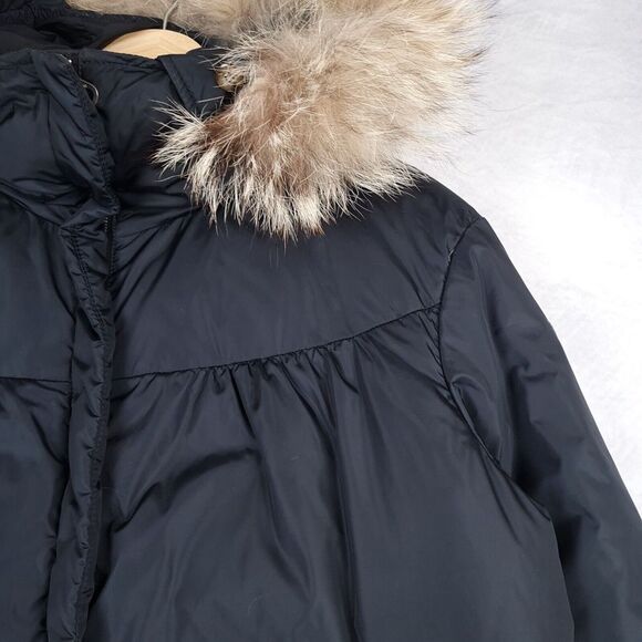 Lempelius Down Jacket Womens Large Blue Quilted Puffer Removable Fur Trim Hooded - Picture 4 of 16